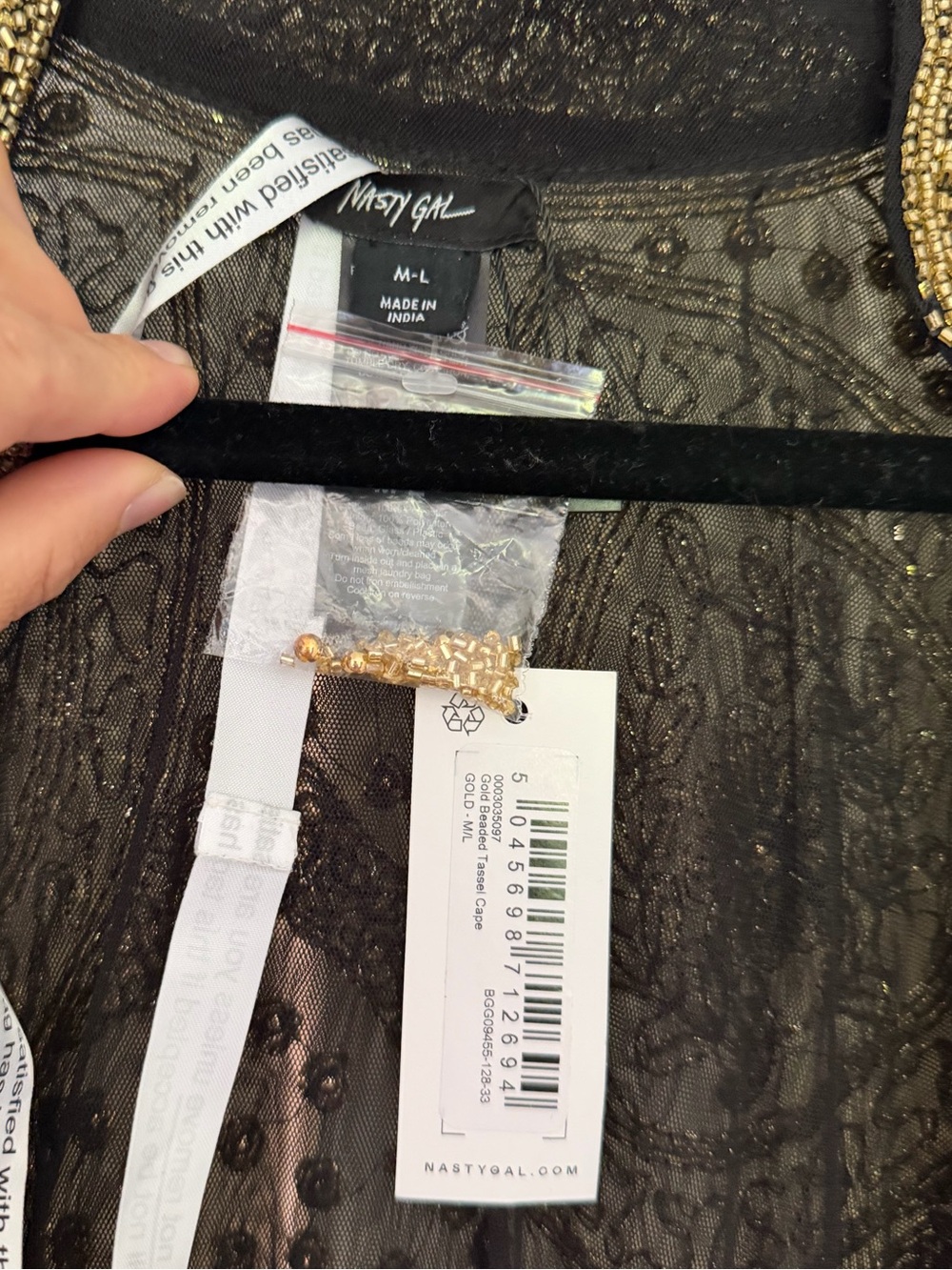 Nasty Gal Black Sheer Embellished Jacket with Gold Beading - Picture 2 of 6